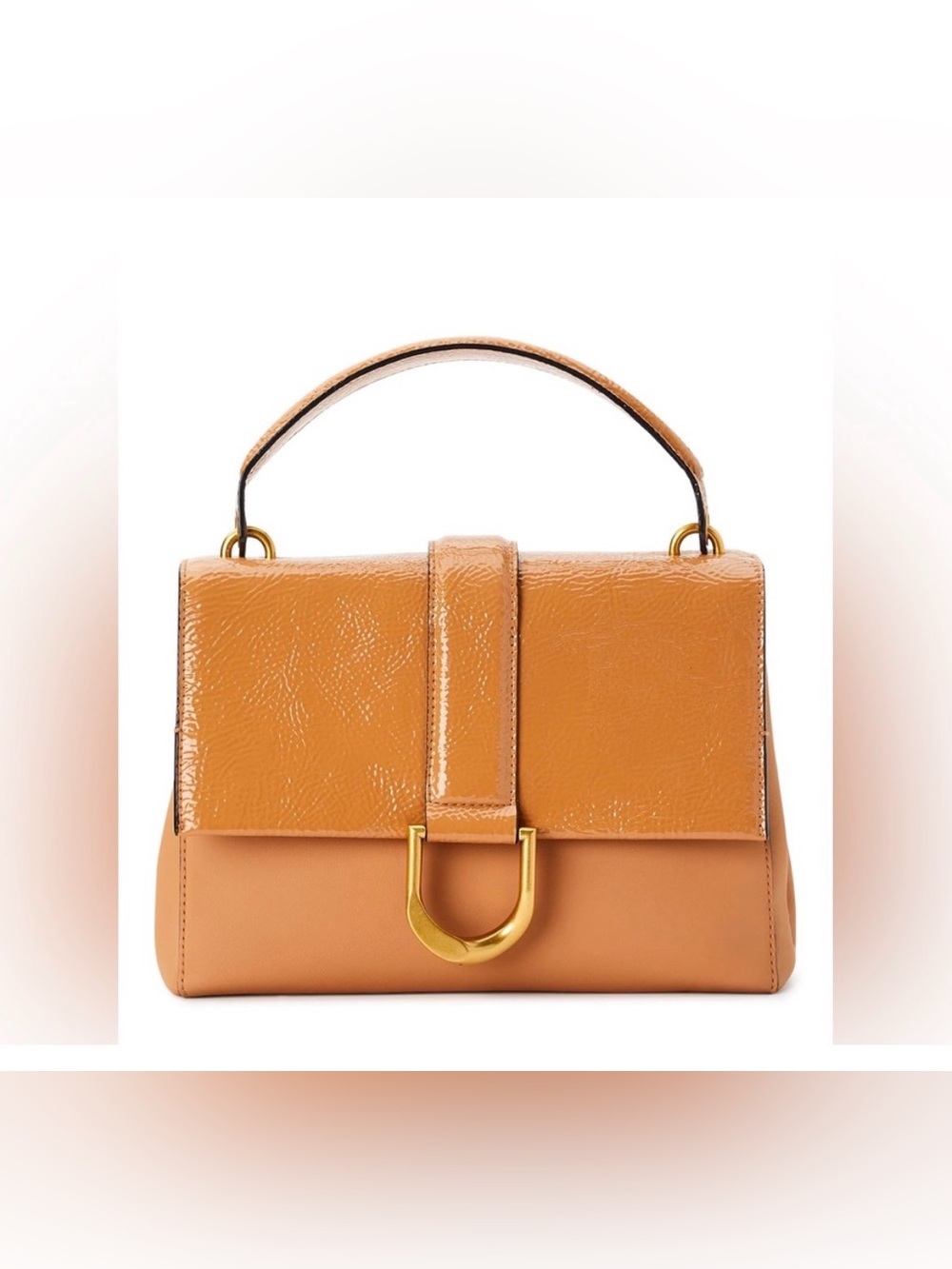 Tan Faux Leather Top Handle Flap Crossbody Satchel Bag Neutral